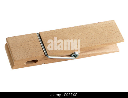 Large wooden clothes peg Stock Photo
