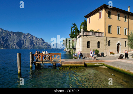 Building on the shore of Lake Garda, Malcesine, Veneto, Venetia, Italy, Europe Stock Photo