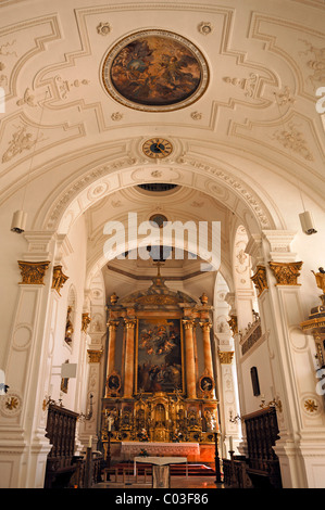 Ceiling and altar area in the Mannerism style, Parish Church Mariae Himmelfahrt or Church of Assumption, 1624-28, Marienplatz Stock Photo