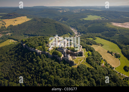 Aerial view, Koenigstein, Elbtal valley, Elbe Sandstone Mountains, Saxon Switzerland district, Saxony, Germany, Europe Stock Photo
