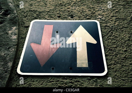 Traffic sign on wall Stock Photo