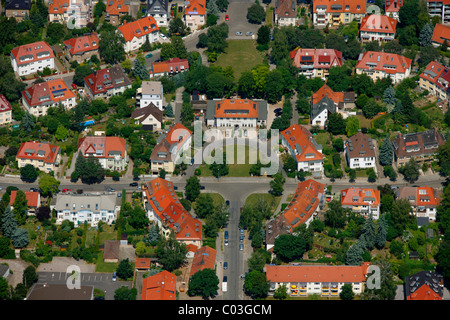 Aerial view, housing estate, Am Hopfenberg street, Erfurt, Thuringia, Germany, Europe Stock Photo