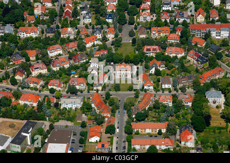 Aerial view, housing estate, Am Hopfenberg street, Erfurt, Thuringia, Germany, Europe Stock Photo