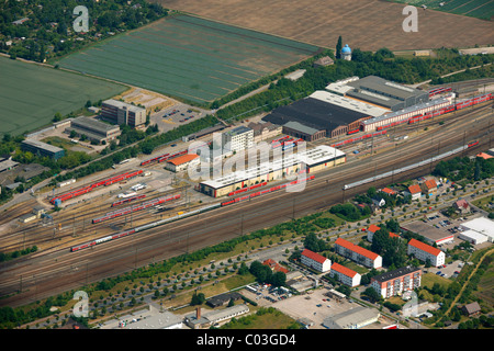 Aerial view, railway tracks, Erfurt, Thuringia, Germany, Europe Stock Photo