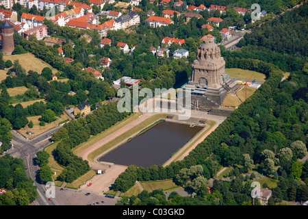 Aerial view, Monument to the Battle of the Nations, Leipzig, Saxony, Germany, Europe Stock Photo