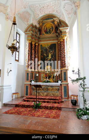 Altar, pilgrimage church of St. Bartholomae, Koenigssee lake, Berchtesgaden, Bavaria, Germany, Europe Stock Photo