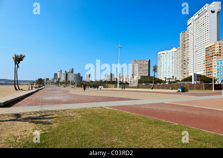 Hotels on Durban's Golden Mile with the City of Durban in the background a popular holiday destination Stock Photo