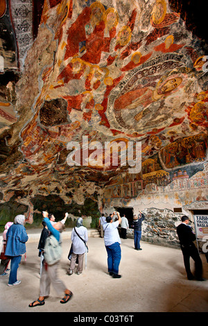 Interior view of the main church of Sumela monastery, which in fact is a 'cavechurch'. Trabzon Province, Black Sea, Turkey Stock Photo