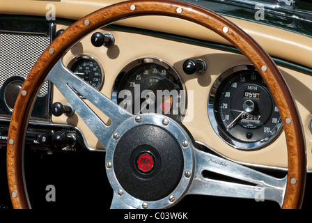 MG Steering wheel and dashboard. Classic british car Stock Photo - Alamy