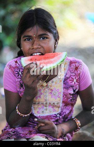 Indian girl eating Andhra Pradesh South India Stock Photo - Alamy