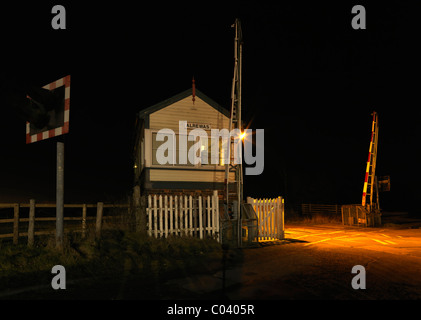 Manned level crossing and signal box Alrewas Staffordshire Stock Photo