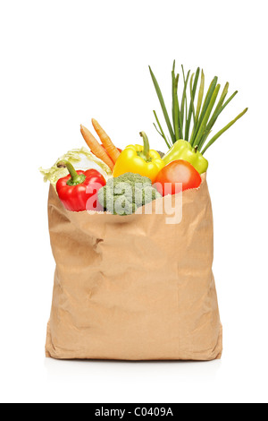 A grocery bag full with fresh vegetables Stock Photo