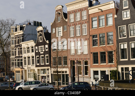 Uneven buildings in Amsterdam Stock Photo