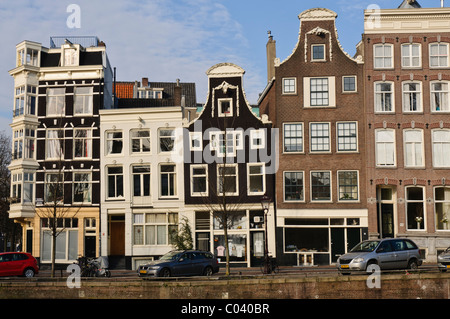 Uneven buildings in Amsterdam Stock Photo
