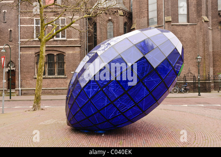Blue glass sculpture in Delft Stock Photo