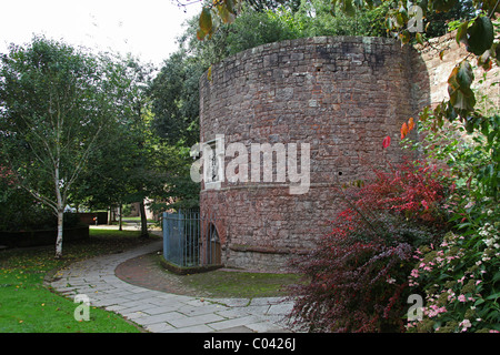 Remains of the City Walls near the Cathedral in Exeter, Devon, England, UK Stock Photo