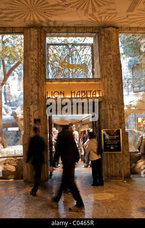 An entrance to the Lion Habitat at the MGM Grand Hotel and Casino Stock Photo