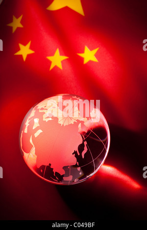 Globe and China Flag for background Stock Photo