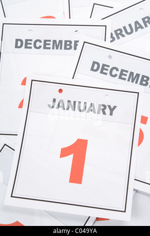 New Year, calendar date January 1 for background Stock Photo