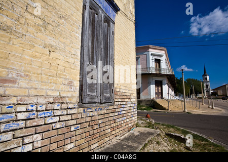 The 1884 Manuel Guerra Building (bkgd), Roma Plaza, National Historic Landmark District, Roma, Texas Stock Photo