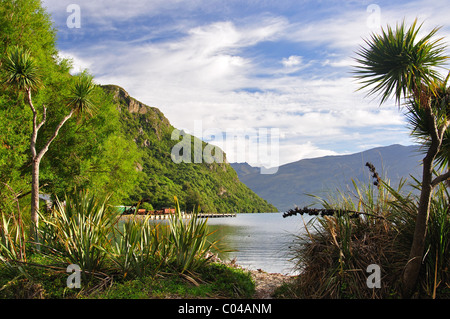 View of Lake Te Anau, Kingston, Southland, South Island, New Zealand Stock Photo