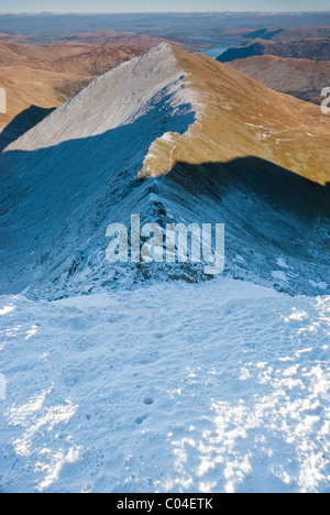 Swirral Edge on Helvellyn in winter, Lake District, Cumbria Stock Photo