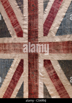 Carpet with Union Jack pattern made of colorful recycled vintage carpets Stock Photo
