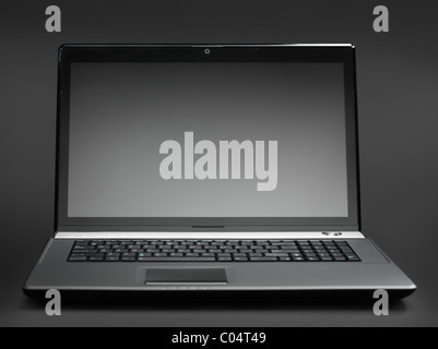 High-end 17-inch black laptop computer isolated with a clipping path Stock Photo