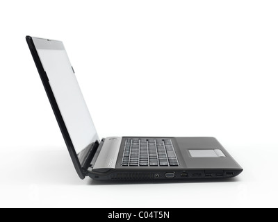 17-inch black notebook laptop computer isolated on white background Stock Photo