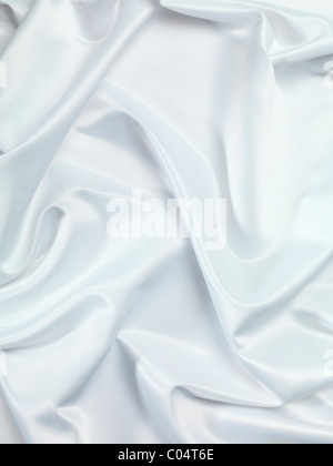 Shiny White silky fabric folds background texture Stock Photo