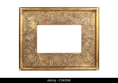 Gold metal frame isolated on white with clipping path Stock Photo