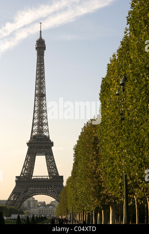 The Eiffel Tower viewed from The Parc du Champs De Mars in the Autumn Stock Photo