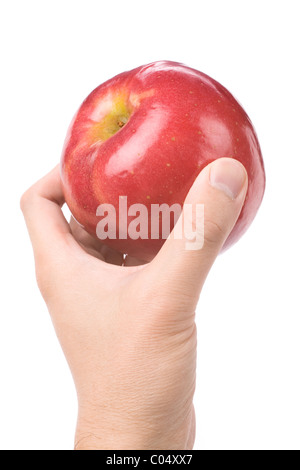 Red Apple with white background, close up shot Stock Photo