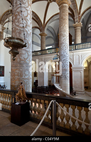 View from altar of the Misericordia church in the city of Santarém, Portugal. 16th century late Renaissance Architecture. Stock Photo