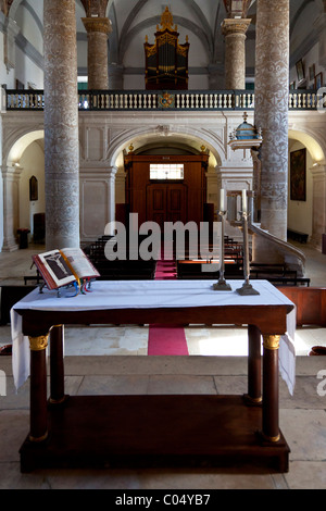 View from altar of the Misericordia church in the city of Santarém, Portugal. 16th century late Renaissance Architecture. Stock Photo