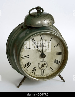 A vintage alarm clock isolated in white Stock Photo