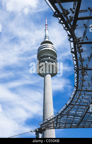 Olympic tower of the Olympic Park in Munich, Germany. Stock Photo