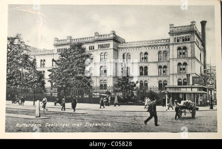Postcard with image of the old hospital in Rotterdam Stock Photo