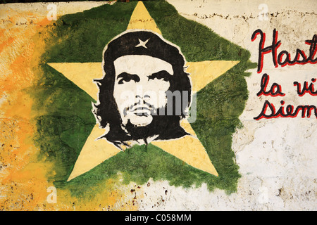 Picture of Che Guevara on a wall in Cuba Stock Photo
