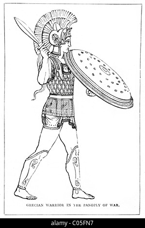 Vintage engraving of a Grecian Warrior in the Panoply of War Stock Photo