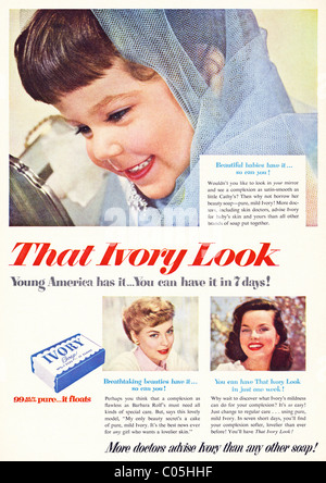 Original 1950s full page advertisement in American consumer magazine for IVORY SOAP Stock Photo