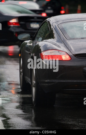A closeup of the rear tail light on a modern sports car. Stock Photo