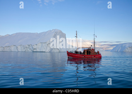 Tourist boat in the Kangia Icefjord, Disko-Bay, West-Greenland, Greenland Stock Photo