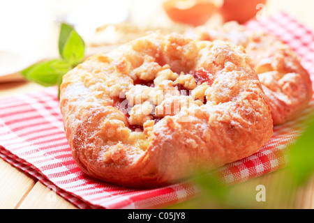 Danish pastry with jam and crumb topping Stock Photo