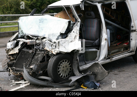 car accident after a head on crash Stock Photo