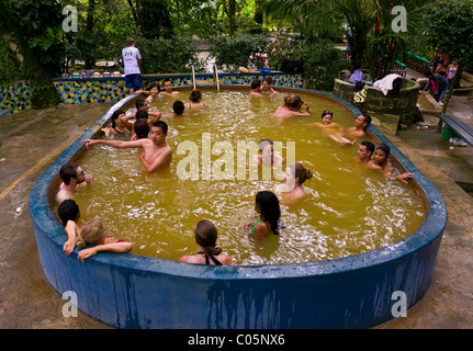 EL VALLE de ANTON, PANAMA - People bathing in Pozos Termales hot springs. Stock Photo