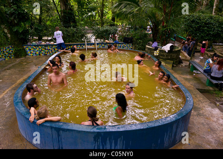 EL VALLE de ANTON, PANAMA - People bathing in Pozos Termales hot springs. Stock Photo