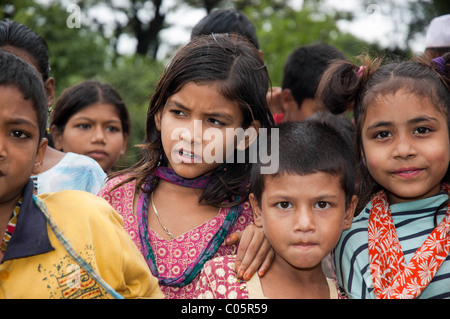 A group of young Bangladeshi  children from a small village Stock Photo