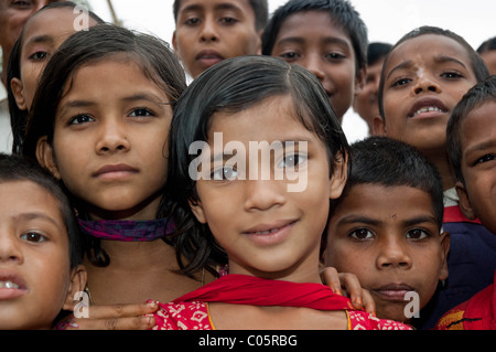 A group of young Bangladeshi  children from a small village outside Daka Stock Photo