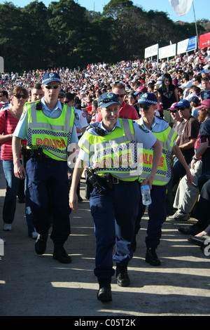 Police officers at a NRL game on crowd control, Brookvale Oval, Sydney, New South Wales Australia Stock Photo